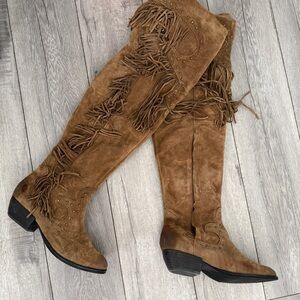 Brown Suede Leather Boots